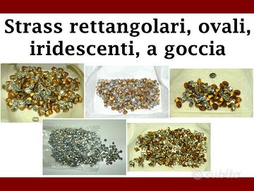 Strass rettangolari, ovali, iridescenti, a goccia