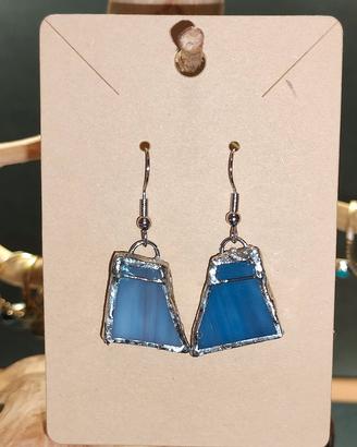 Orecchini pendenti blu e argento