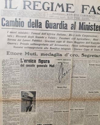 Autografo Ettore Muti su gironale fascista