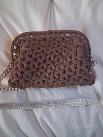 borsa uncinetto punto fiore stella con clutch