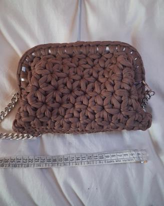 borsa uncinetto punto fiore stella con clutch