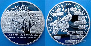 POLONIA ARGENTO 28,28 T0,925 GHETTO VARSAVIA