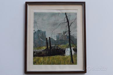 Stampa d'arte "Le Port de Strasbourg" Gantner 1956