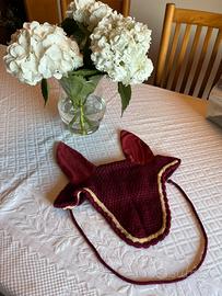 Cuffia antimosche Equiline Bordeaux e Oro
