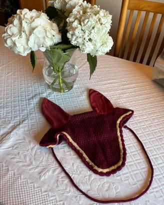 Cuffia antimosche Equiline Bordeaux e Oro