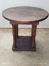 tavolino tondo in legno massello