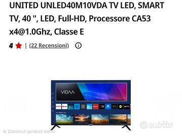 united smart tv 40' nuova imballata 