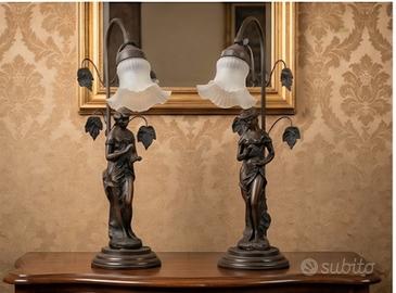 Coppia lampade in bronzo stile Liberty