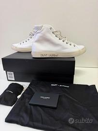 Scarpe Ysl n40 in tela bianca a collo alto