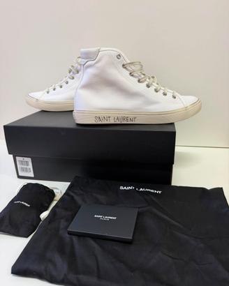 Scarpe Ysl n40 in tela bianca a collo alto