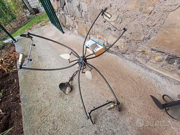 Lampadario in ferro con 3 applique coordinate 