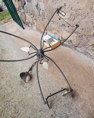 Lampadario in ferro con 3 applique coordinate 
