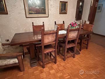 Tavolo da Pranzo in Legno Massello + 6 Sedie