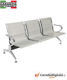 Sedie da attesa in acciaio – NUOVE – 3 posti