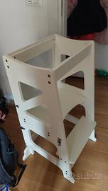 torre montessoriana 3 in 1 di legno bianca