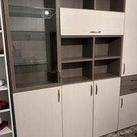 Parete attrezzata / Mobile da soggiorno bicolore