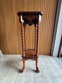 Tavolino / Portavaso in noce con piedi torniti