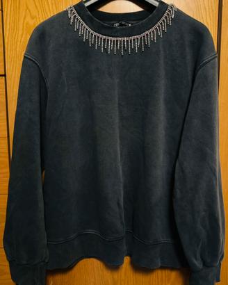 Felpa donna Zara con strass taglia M