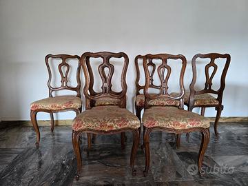  blocco di 6 sedie stile 