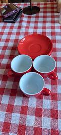 Set 3 tazzine caffè Lavazza "Stile" rosse con piat