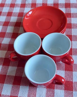 Set 3 tazzine caffè Lavazza "Stile" rosse con piat