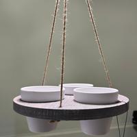 Fioriera da Appendere in Ceramica e Legno