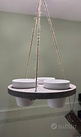 Fioriera da Appendere in Ceramica e Legno