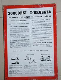 cartello vintage anni 80 soccorsi d'urgenza
