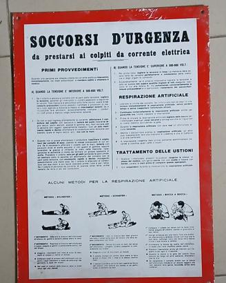 cartello vintage anni 80 soccorsi d'urgenza