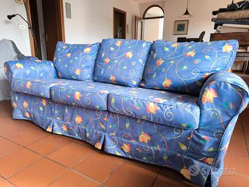 Divano 3 posti blu elettrico – microfibra sfoderab