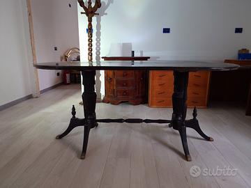 tavolo vintage art decò piano in vetro 