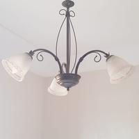 lampadario e 2 abat jour in ferro battuto