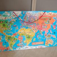 JANOD- Puzzle Magnetico Carta del Mondo in Legno
