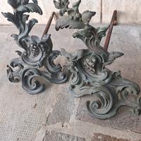 alari da camino in bron,o e ferro