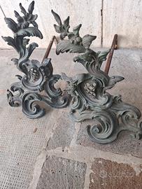 alari da camino in bron,o e ferro