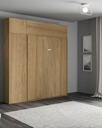 Letto a scomparsa matrimoniale completo.