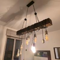 Lampadario a Sospensione Industriale in Legno – 10