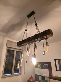 Lampadario a Sospensione Industriale in Legno – 10