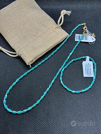 Collana più braccialetto vetro acciaoo