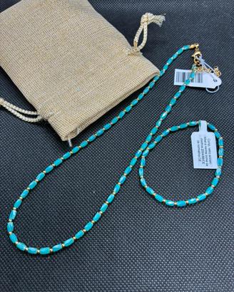 Collana più braccialetto vetro acciaoo