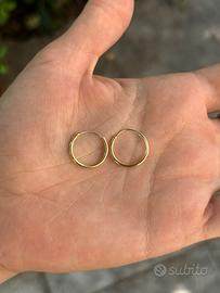 Orecchini cerchio sottile argento 925 placcato oro