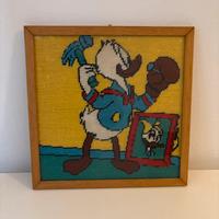 Quadro ricamato a punto croce Paperino