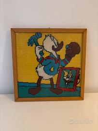 Quadro ricamato a punto croce Paperino