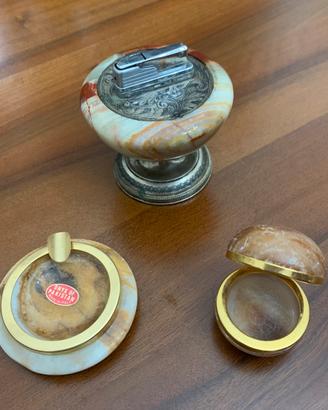 Accendino in argento e posacenere in onice anni’70
