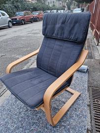 Poltrona IKEA POÄNG betulla con cuscino antracite 