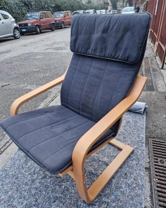 Poltrona IKEA POÄNG betulla con cuscino antracite 