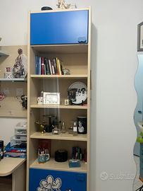 Libreria Giari beige e blu - 232 × 66 cm