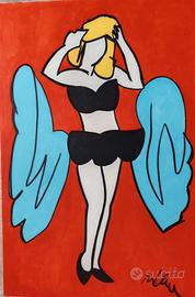 Marco Lodola, smalti su tela, cm 100 x 150