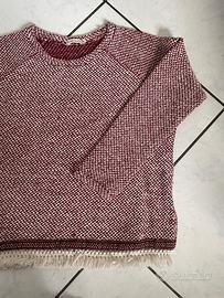 Maglia bordeaux con frange Bershka taglia M