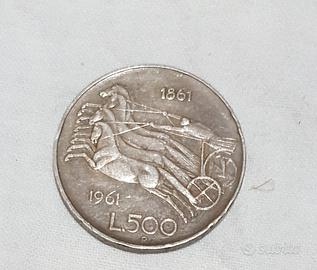 Moneta anno 1961 argento lire 500